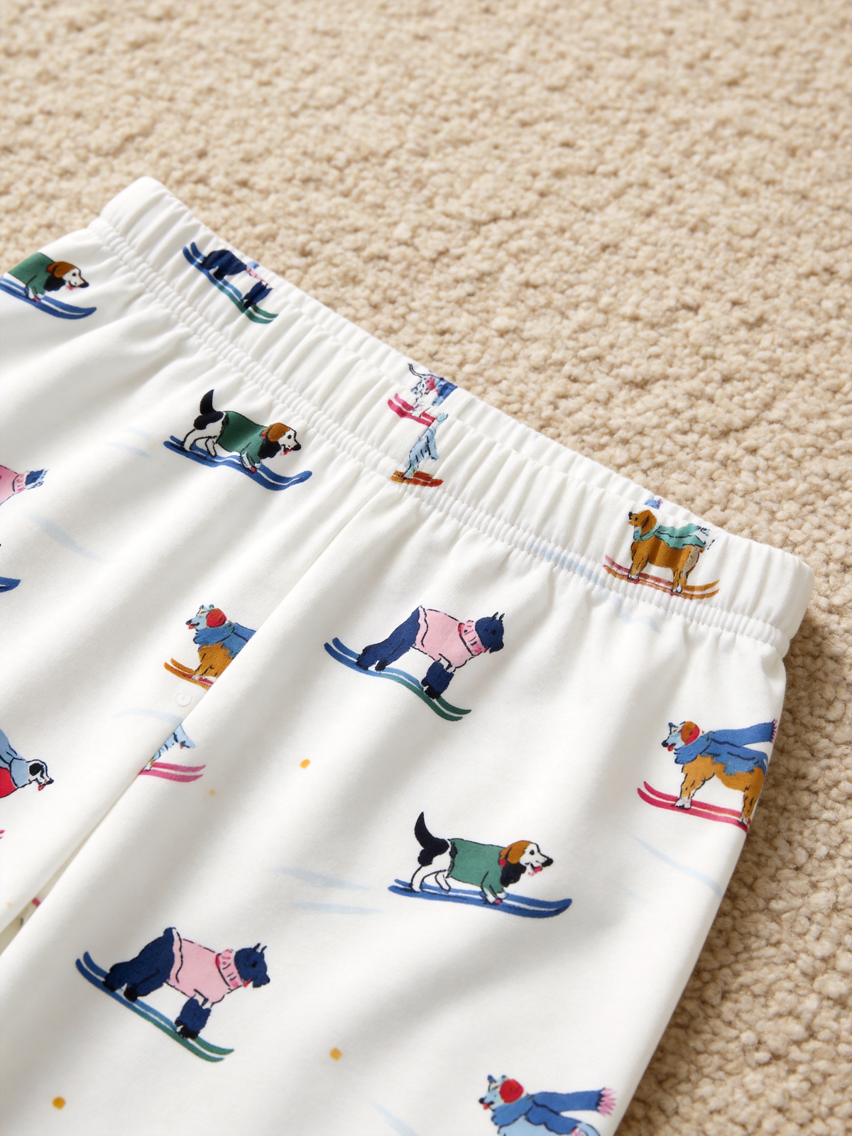 Playful Pups in Sweaters Skiing Neutral Women Christmas PJs