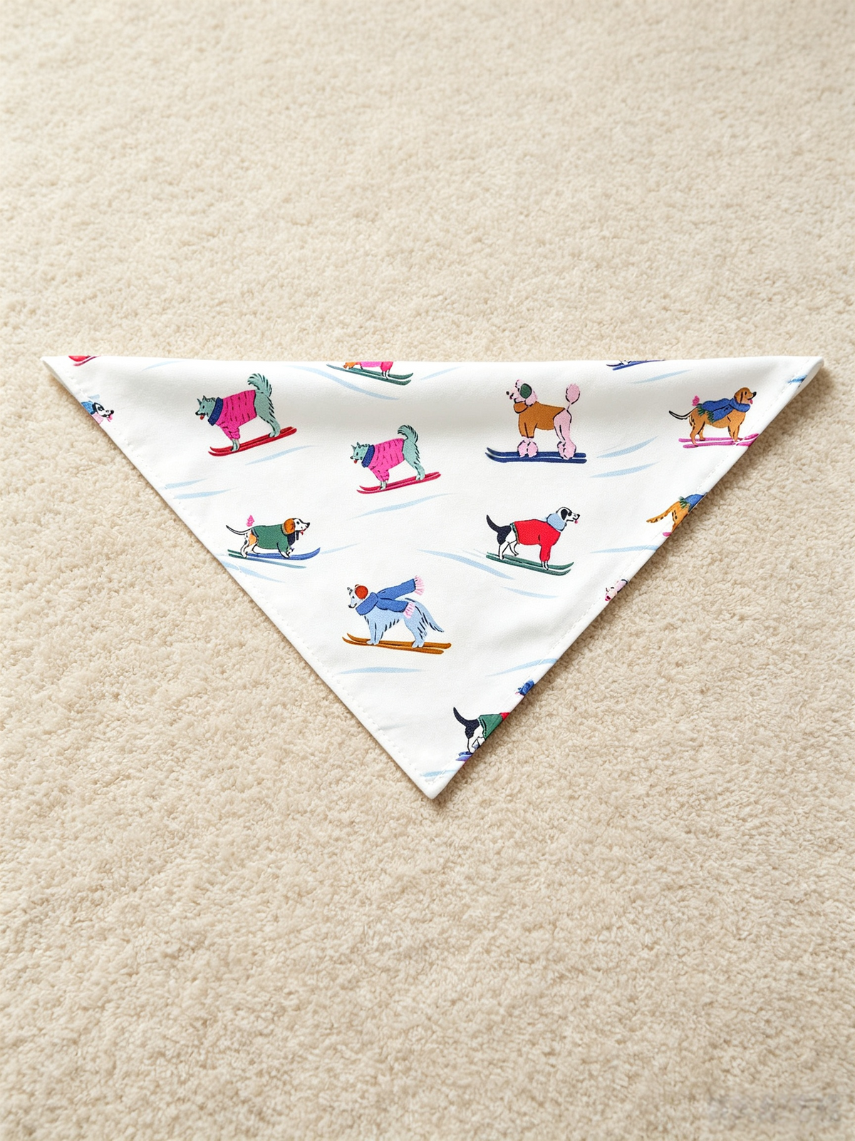 Playful Skiing Puppies Two-Piece Henley Neck Matching Couple Christmas Sleepwear