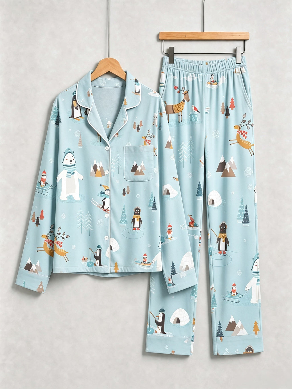Nordic Arctic Animals & Igloo Scenic Winter Women Christmas Pajamas