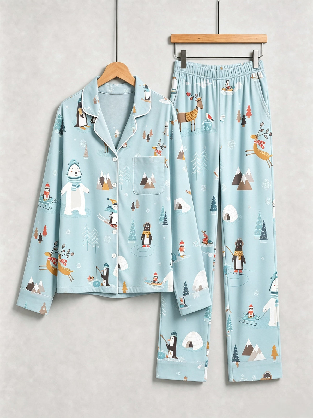 Nordic Arctic Animals & Igloo Scenic Winter Women Christmas Pajamas
