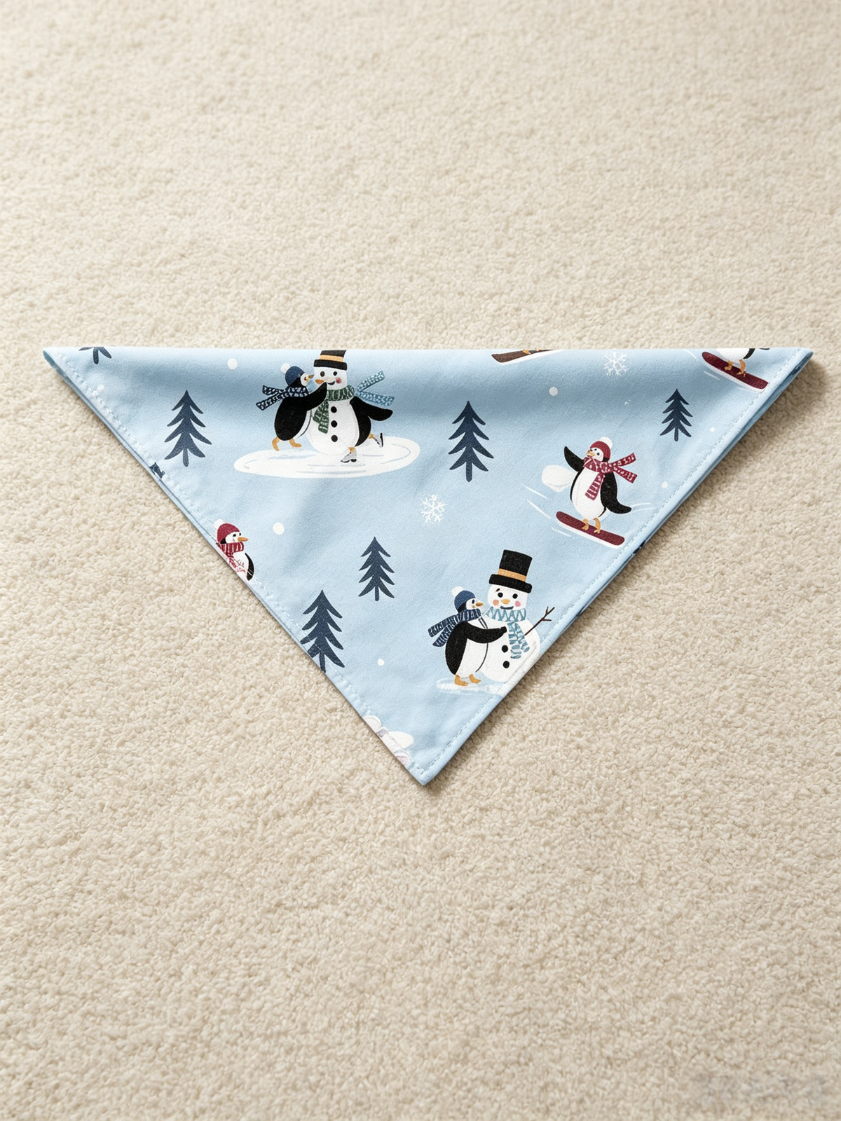 Cute Winter Snowman & Penguins Two-Piece Henley Neck Holiday Couple Pajamas