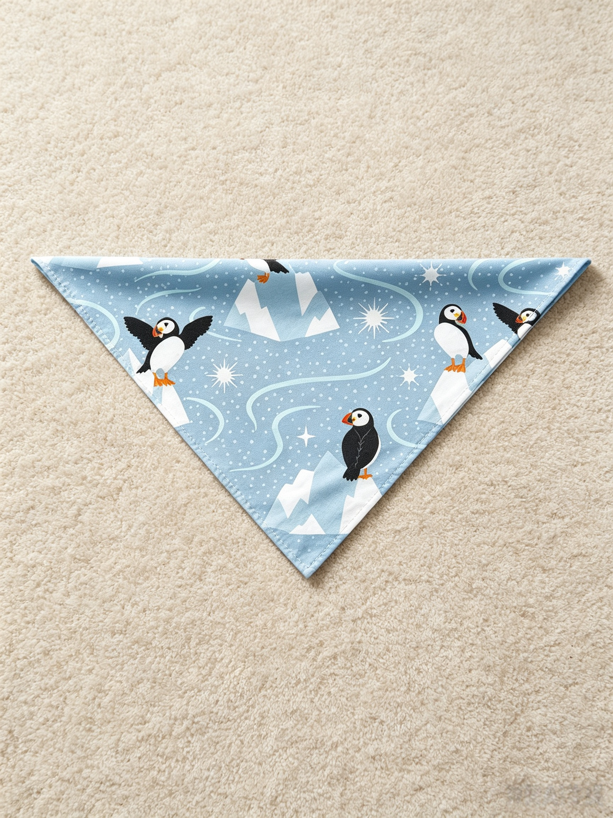 Arctic Puffins & Snowy Mountains Ice Blue Women Christmas Pajamas