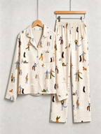 Cozy Winter Skating Print Women Christmas Pajamas Set