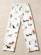 Hand-Drawn Winter Snowman & Dogs Holiday Women Christmas Pajamas