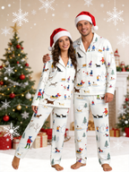 Hand-Drawn Winter Snowman & Dogs Holiday Women Christmas Pajamas