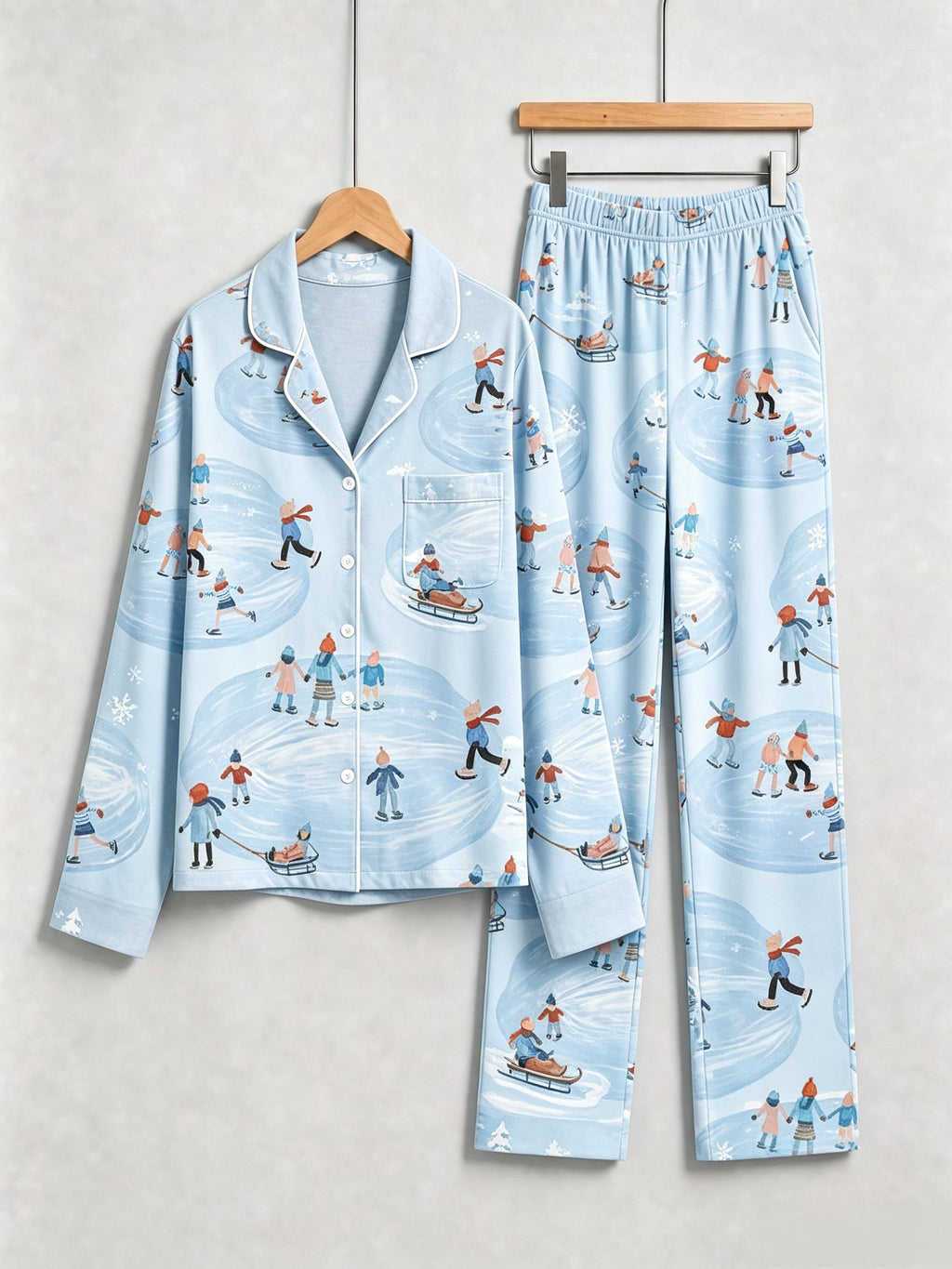 Whimsical Ice Skating Print Women  PJs