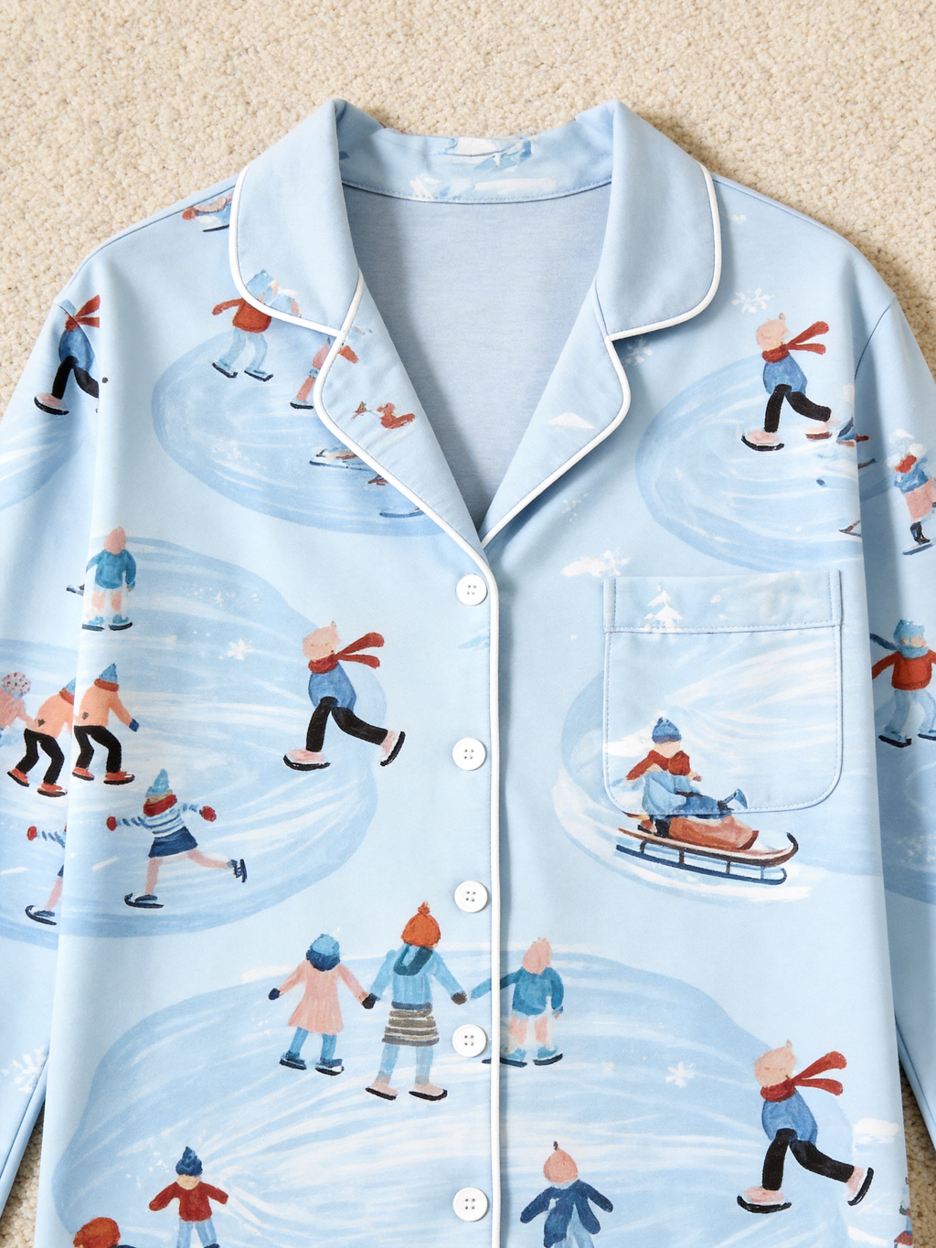 Whimsical Ice Skating Print Women  PJs