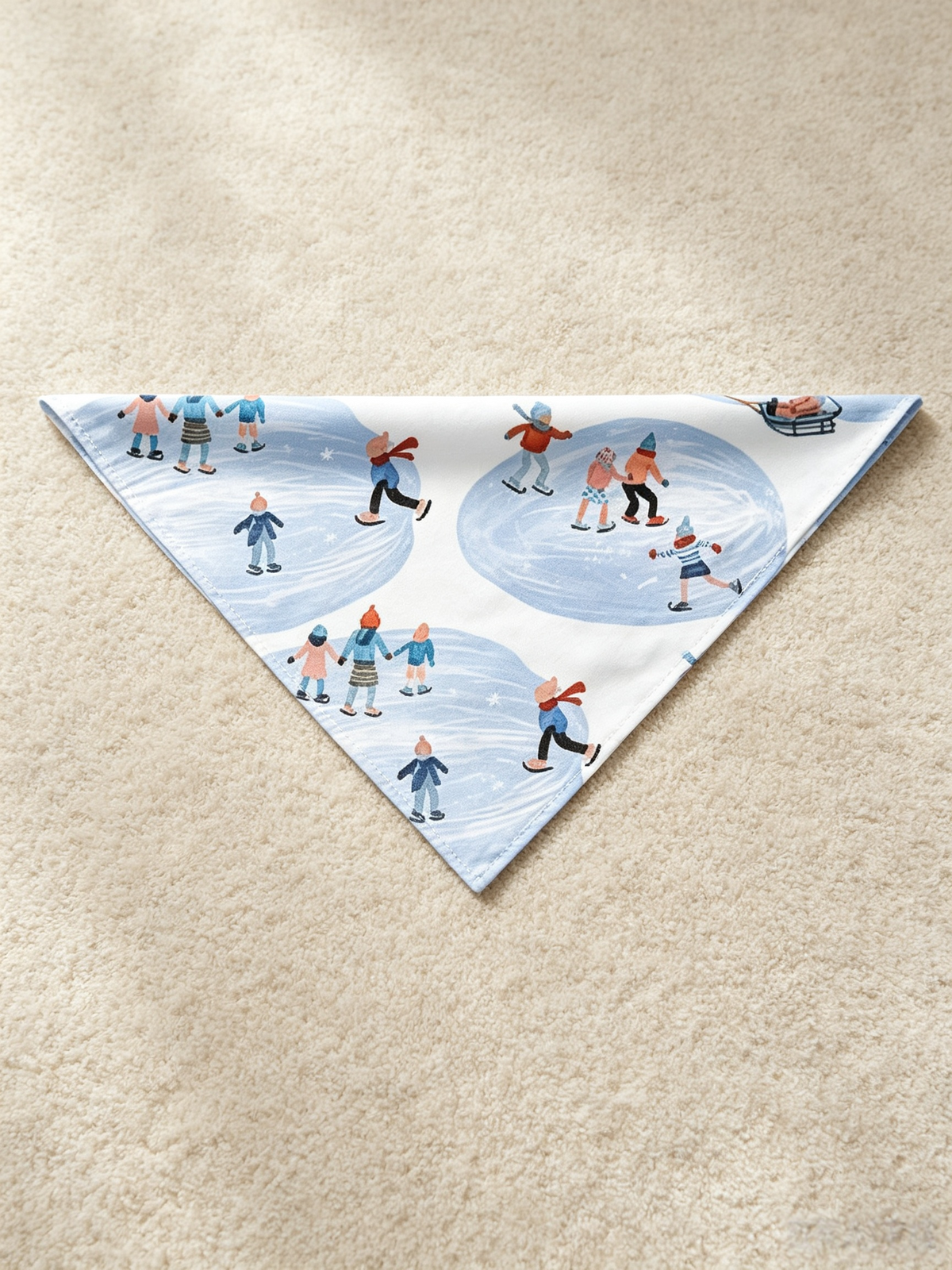 Whimsical Ice Skating Print Two-Piece Henley Neck Couple Matching PJs