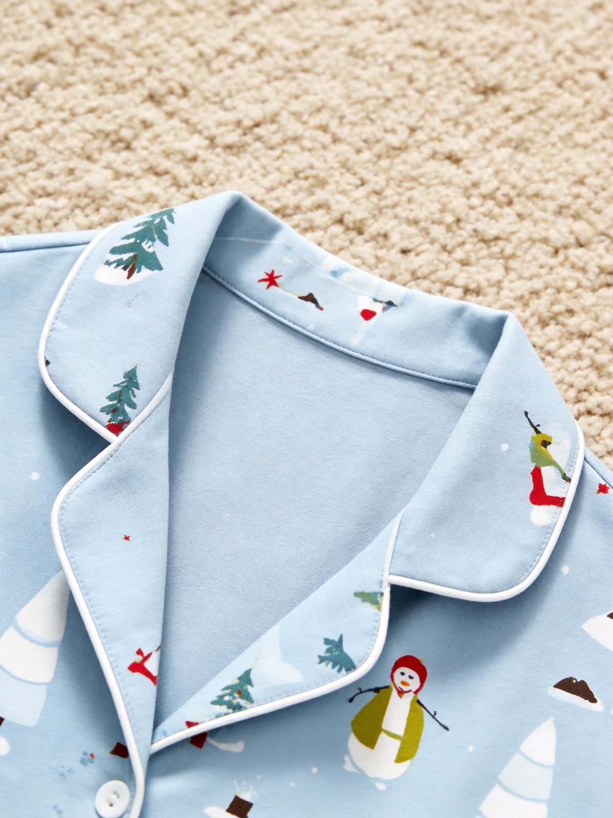 Playful Skiing Snowman & Trees Christmas Holiday Sleepwear