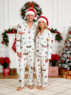 Chic Striped Dachshunds with Gifts Christmas Women Pajama Set