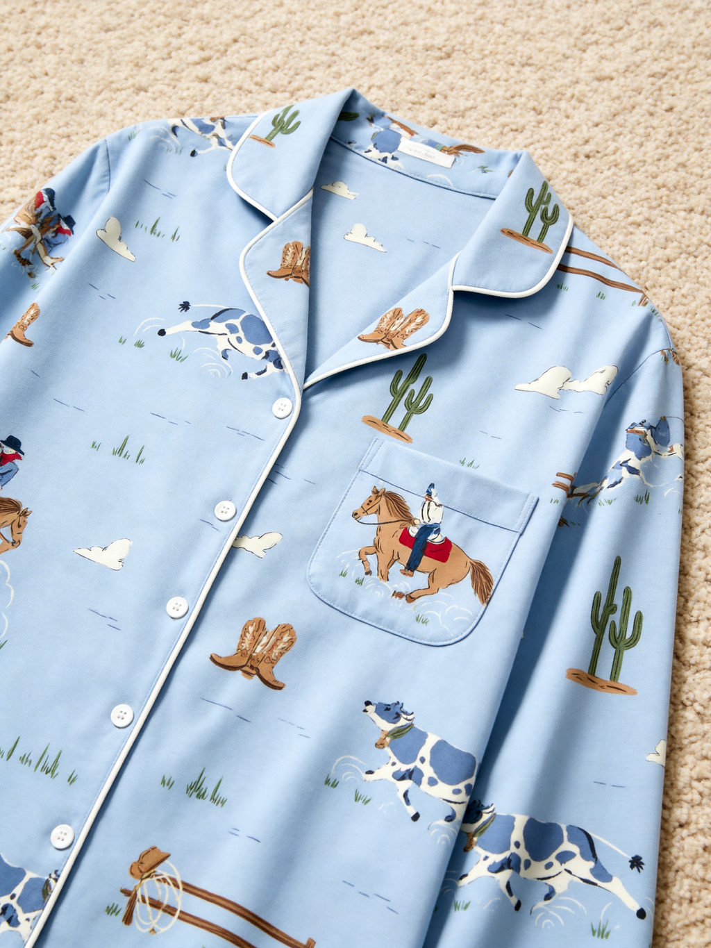 Retro Western Cowboy & Cactus Themed Women Christmas Pajamas