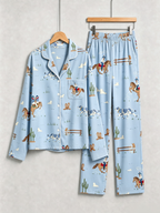 Retro Western Cowboy & Cactus Themed Women Christmas Pajamas