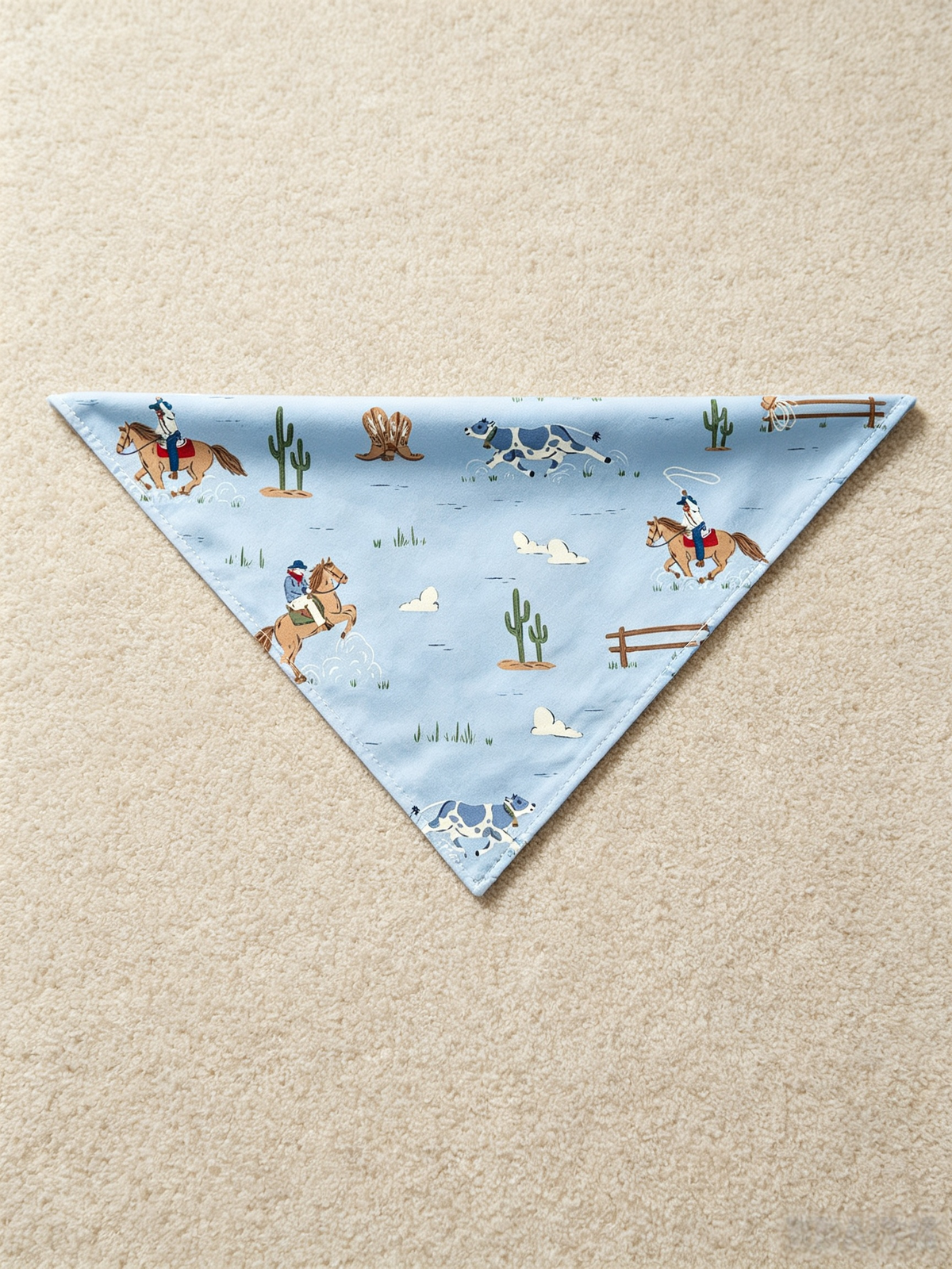 Retro Western Cowboy & Cactus Themed Two-Piece Henley Neck Couple Pajamas