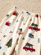Cute Christmas Car & Tree Print Women Christmas Pajamas