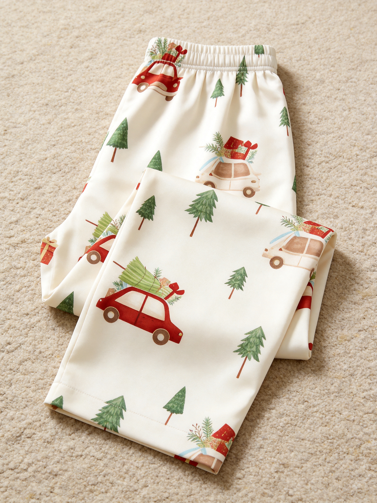 Charming Red Car with Christmas Tree Holiday Women PJs