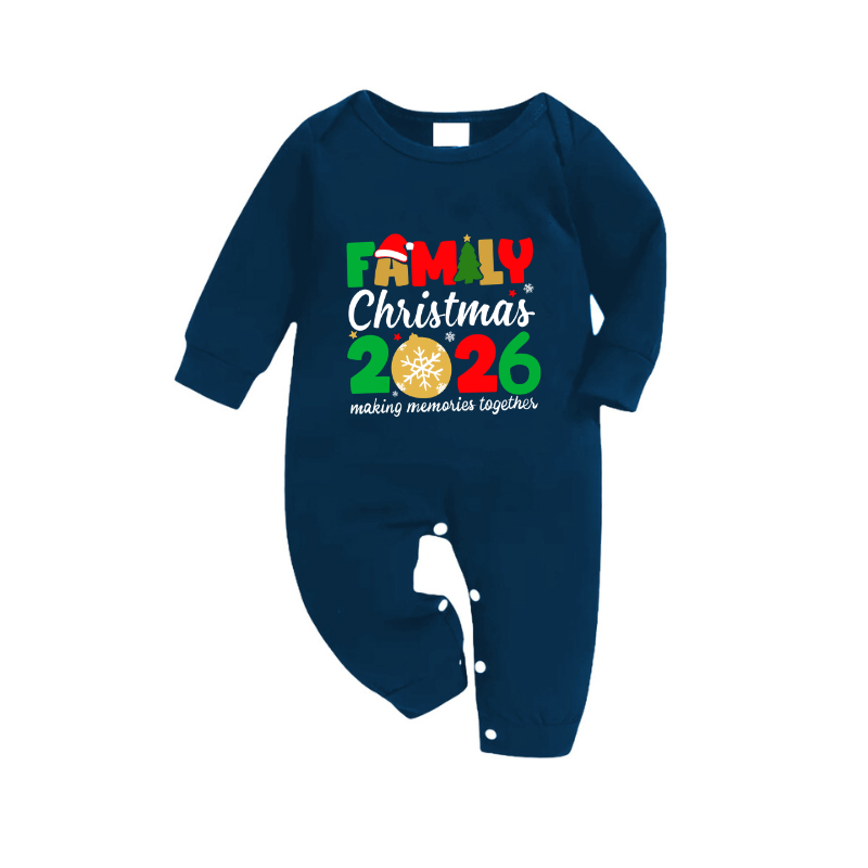 2026 Colorful Family Letter Snowflake Ornament Printed Blue Plaid Christmas Family Matching Pajamas