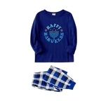 Family Happy Hanukkah Blue&White Plaid Matching Pajamas