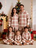 Cream, Red & Green Holiday Tartan Christmas Family Hooded Onesie - Zip-Up Loungewear