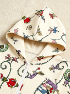 Cartoon Character Garlanding Beige Christmas Family Hooded Onesie - Zip-Up Loungewear