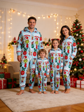 Cartoon Character 'Naughty or Nice' Blue Christmas Family Hooded Onesie - Zip-Up Loungewear