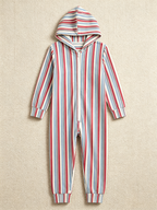 Family Matching Zip-Up Loungewear with Hood - Classic Striped Winter Romper Hooded Onesie