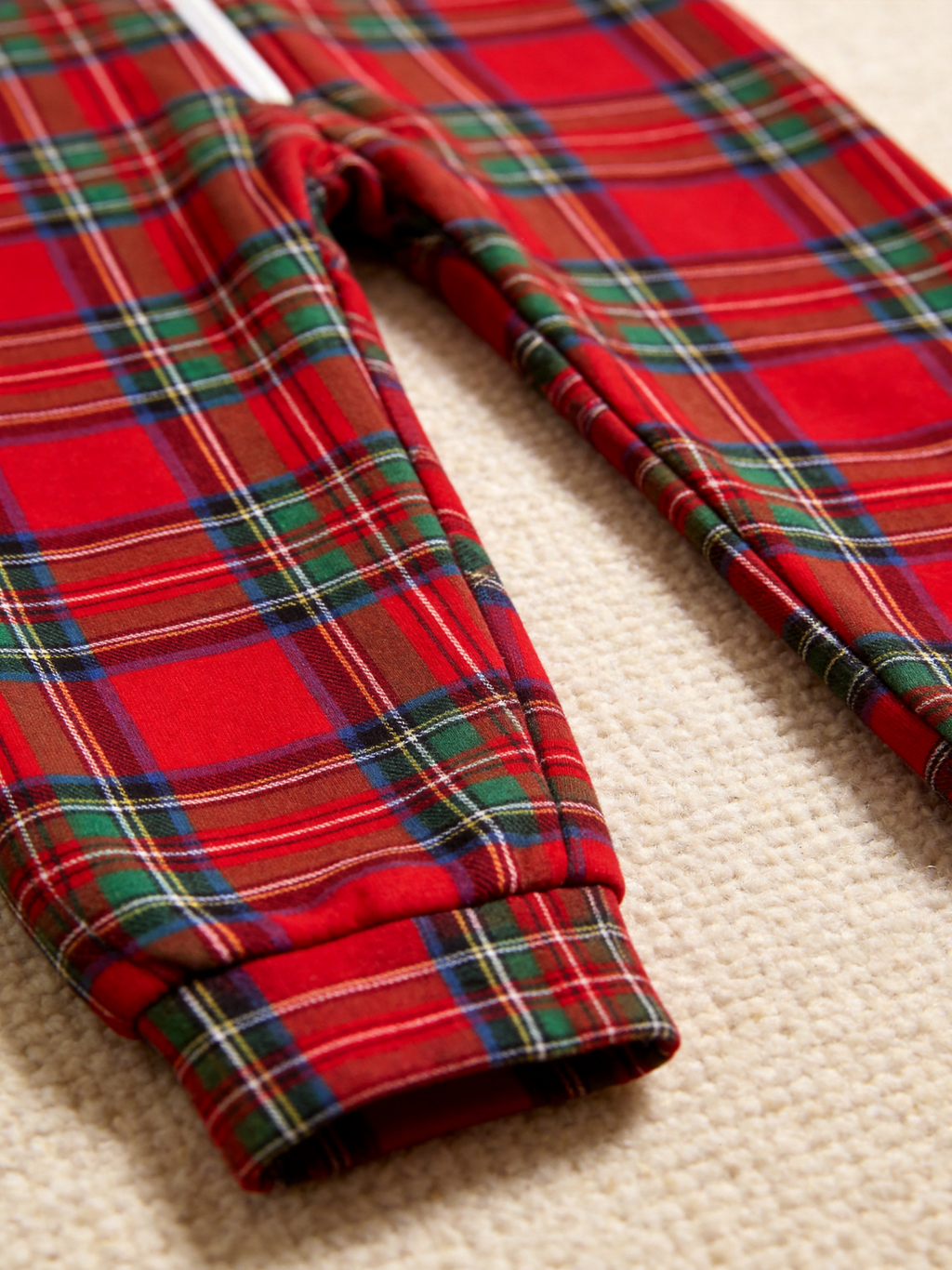 Women Hooded Onesie Christmas Zip-Up Loungewear - Bright Red Tartan Plaid Christmas Pajamas