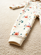 Winter Wonderland Village & Deers Hooded Jumpsuit Women Pajamas
