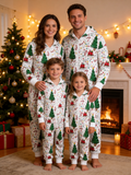 Christmas Tree & Sleigh Print Family Hooded Onesie - Zip-Up Loungewear Jumpsuit