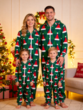 Geometric Santa Hat & Tree Christmas Family Hooded Onesie - Zip-Up Loungewear