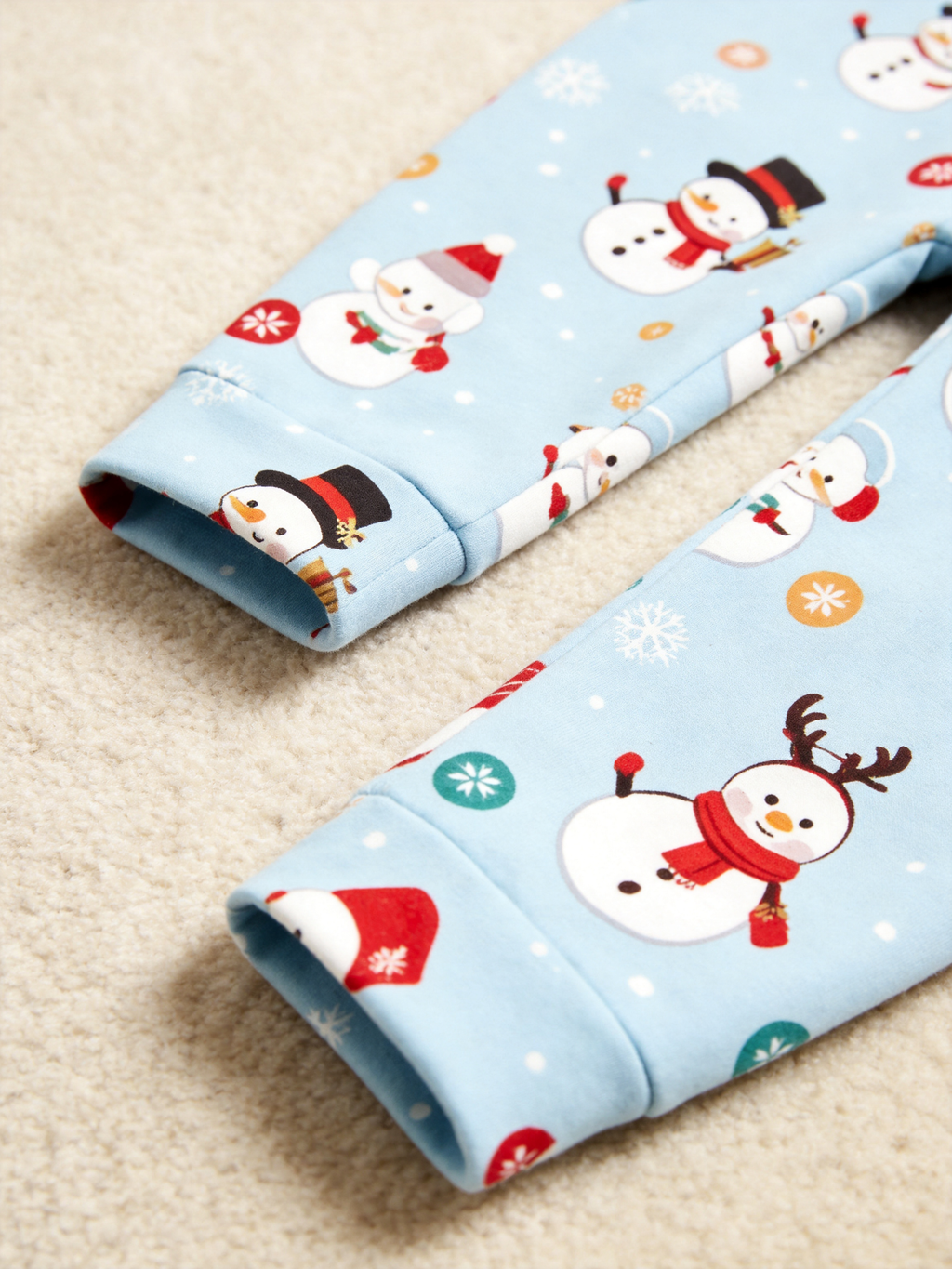 Frosty Snowman Light Blue Hooded Christmas Jumpsuit Sleepwear
