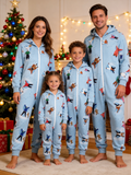 Snow Angel People Print Christmas Family Hooded Onesie - Zip-Up Loungewear