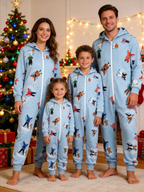 Snow Angel People Print Christmas Family Hooded Onesie - Zip-Up Loungewear
