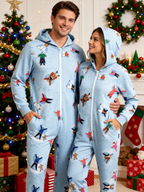 Snow Angel People Print Christmas Family Hooded Onesie - Zip-Up Loungewear
