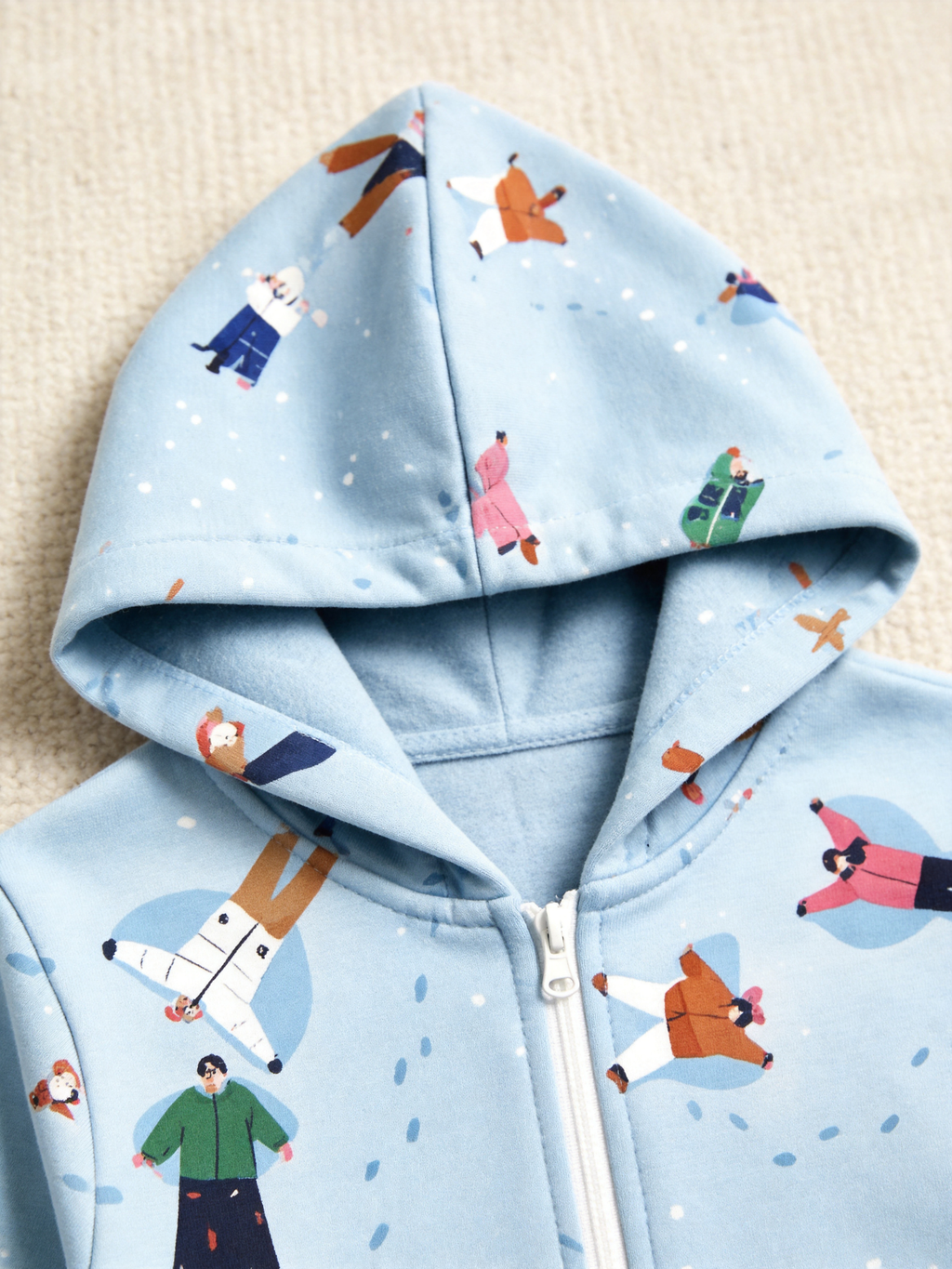 Snow Angel People Print Christmas Women Hooded Onesie - Zip-Up Loungewear