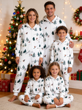 Alpine Skier & Pine Tree White Christmas Family Hooded Onesie - Zip-Up Loungewear