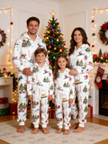 Skiing Dog & Christmas Tree White Family Hooded Onesie - Zip-Up Loungewear