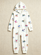 Skiing Beagle Dog White Christmas Women Hooded Onesie - Zip-Up Loungewear
