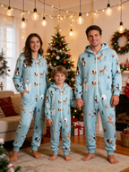 Arctic Wildlife & Igloo Blue Christmas Family Hooded Onesie - Zip-Up Loungewear