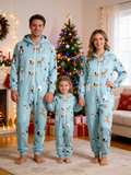 Arctic Wildlife & Igloo Blue Christmas Family Hooded Onesie - Zip-Up Loungewear