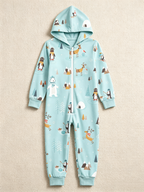 Arctic Wildlife & Igloo Blue Christmas Family Hooded Onesie - Zip-Up Loungewear