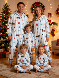 Festive Dachshund Dog & Stripe Blue Christmas Family Hooded Onesie - Zip-Up Loungewear