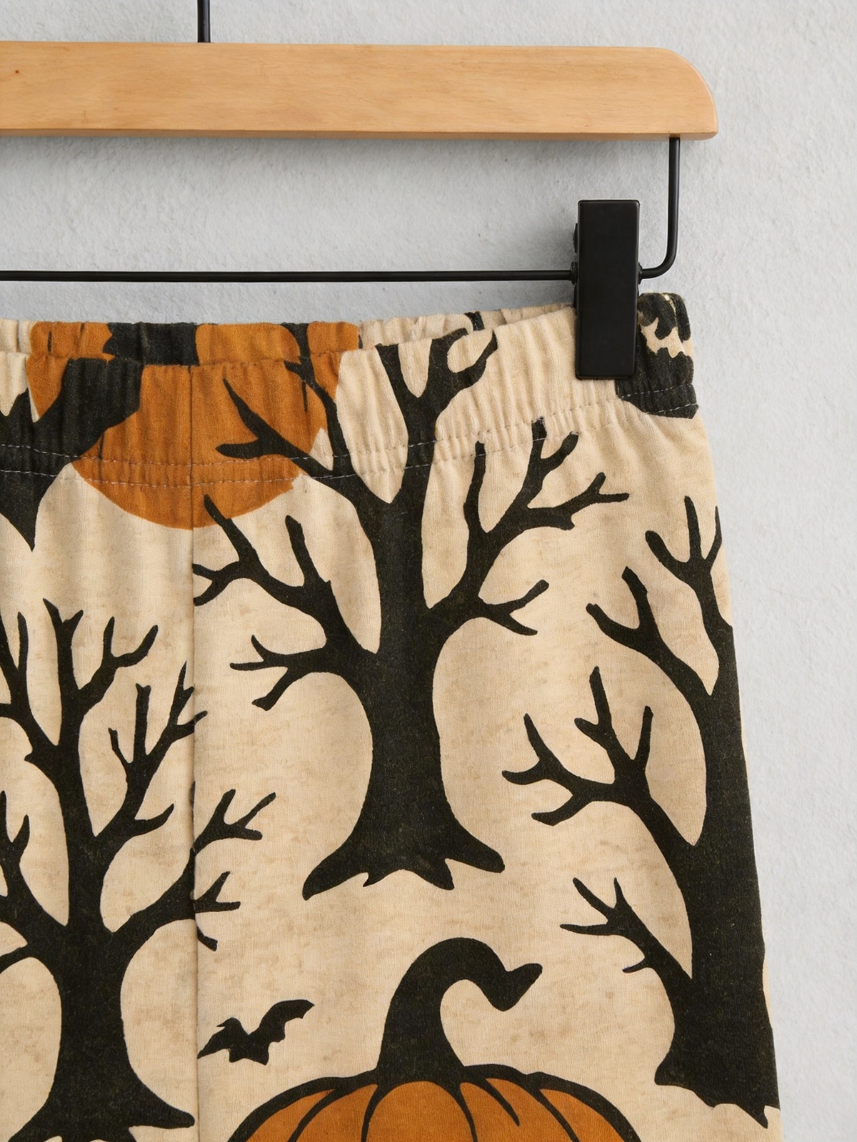 Spooky Halloween Ghost & Bare Tree Two-Piece Henley Neck Holiday Couple Pajamas