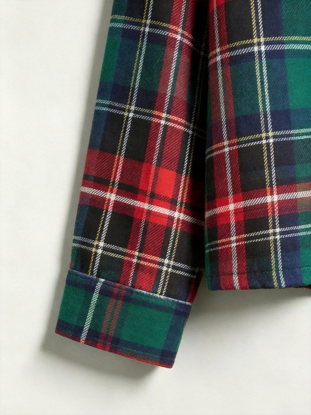 Classic Red & Green Colorblock Tartan Plaid Women Christmas Pajamas - Button-Down Sleep Set