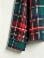Classic Red & Green Colorblock Tartan Plaid Women Christmas Pajamas - Button-Down Sleep Set