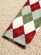 Two-Piece Set Women Christmas Red and Green and White Diamond-Shaped Grid Pajamas Button-Down Long Sleeve PJS Set with Pockets Festive Plaid Pajamas