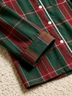 Women Christmas Pajamas - Deep Green & Red Bold Tartan Plaid Button-Down Set