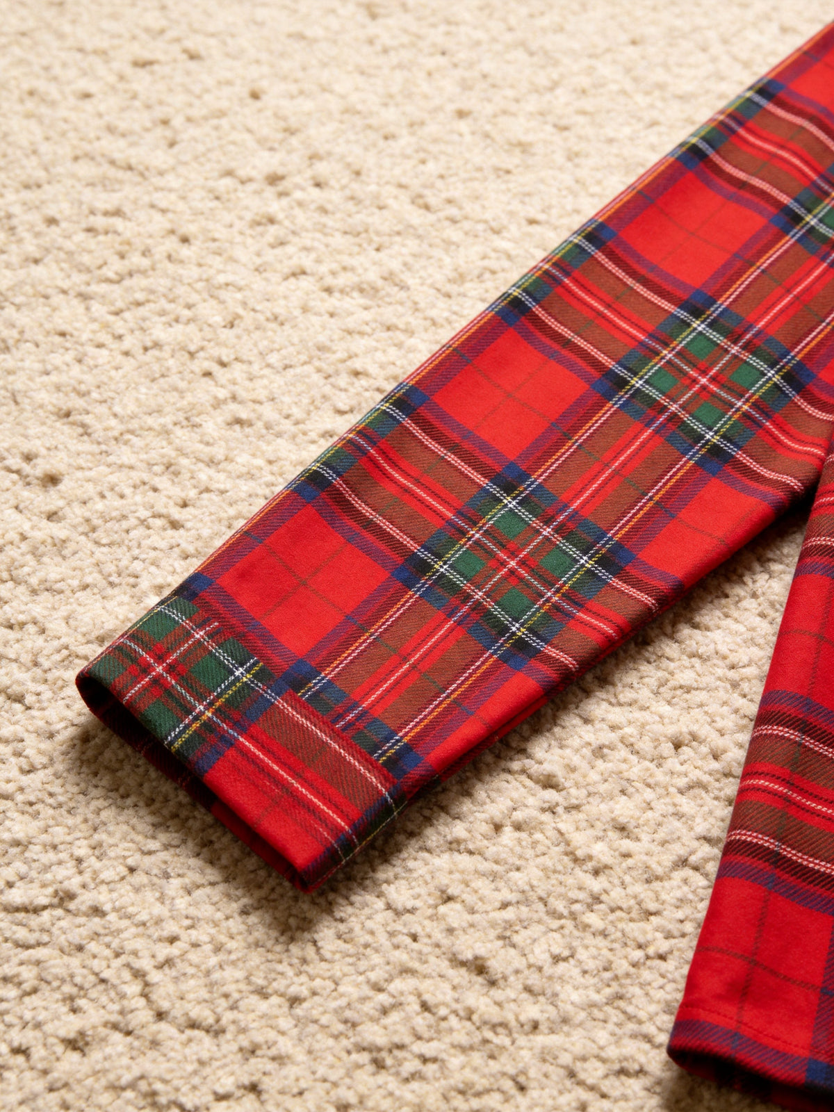 Two-Piece Set Women Christmas Red and Green Plaid PJS Button Up Long Sleeve and Pants with Pockets Pajamas