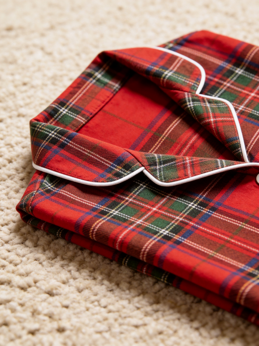 Two-Piece Set Women Christmas Red and Green Plaid PJS Button Up Long Sleeve and Pants with Pockets Pajamas