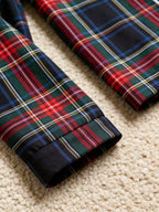 Women Christmas Two-Piece Button-Down Long Sleeve PJS Set with Pockets Classic Red and Blue Plaid Pajamas