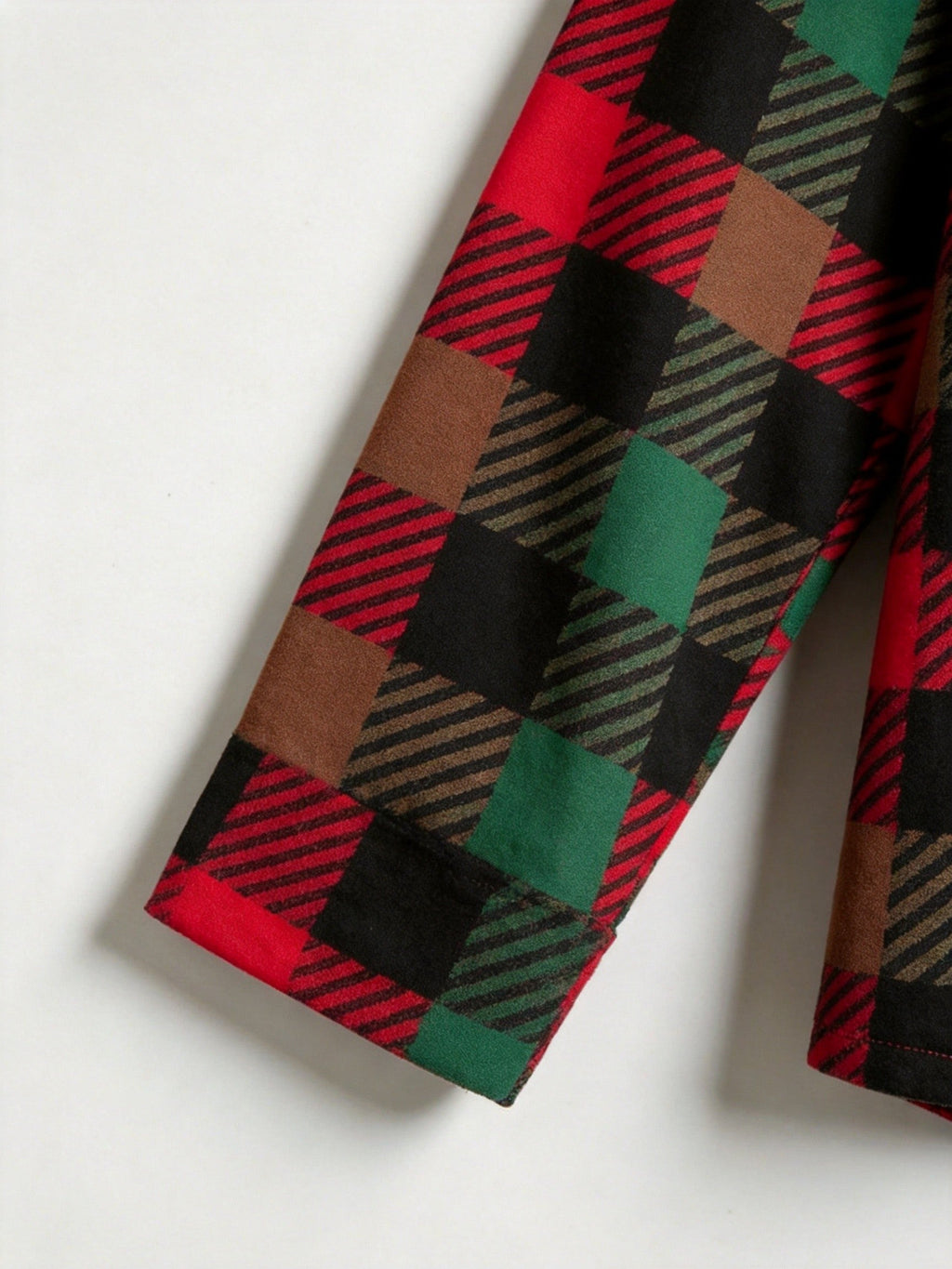 Women Christmas Two-Piece Button Front Red and Forest Green and Blue Plaid Festive Holiday PJS Set